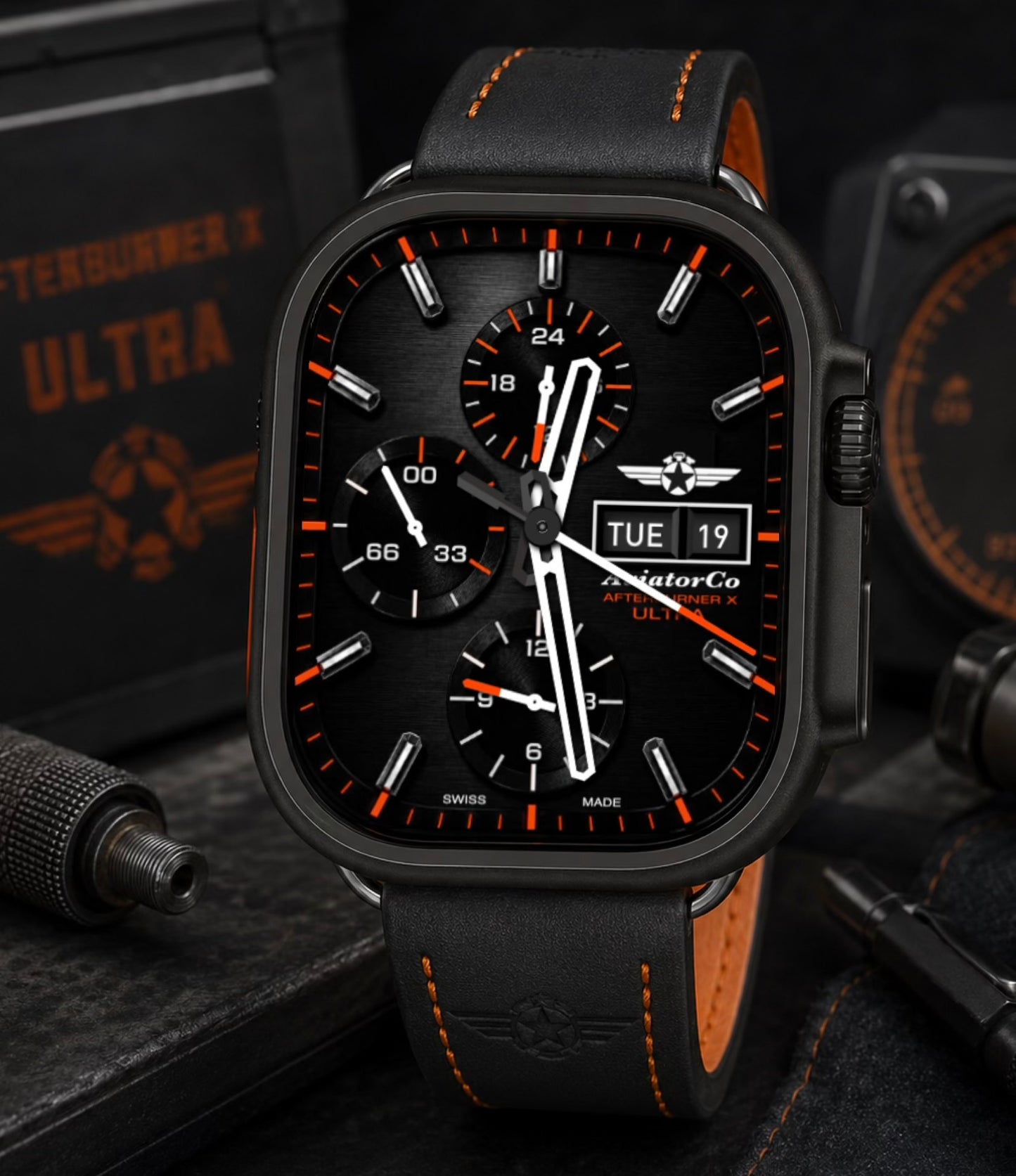 AviatorCo Afterburner X – Premium Apple Watch Clockology Face for Ultra and Series