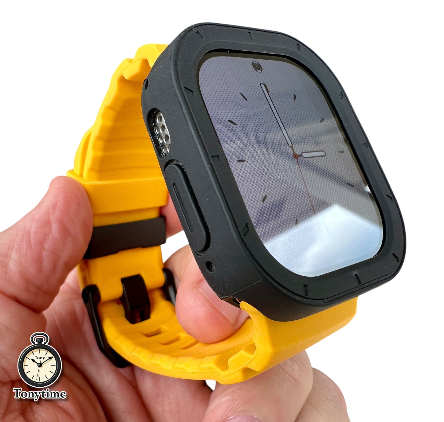 Hazard Tactical Modification Kit Apple Watch Ultra 49mm Yellow Rugged Band Black TPU Case