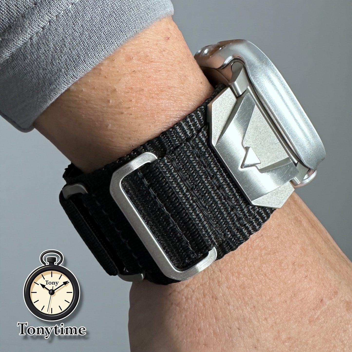 Apple Watch Ultra Modification Kit Summit Series – Nylon Strap + Silver Hardware band