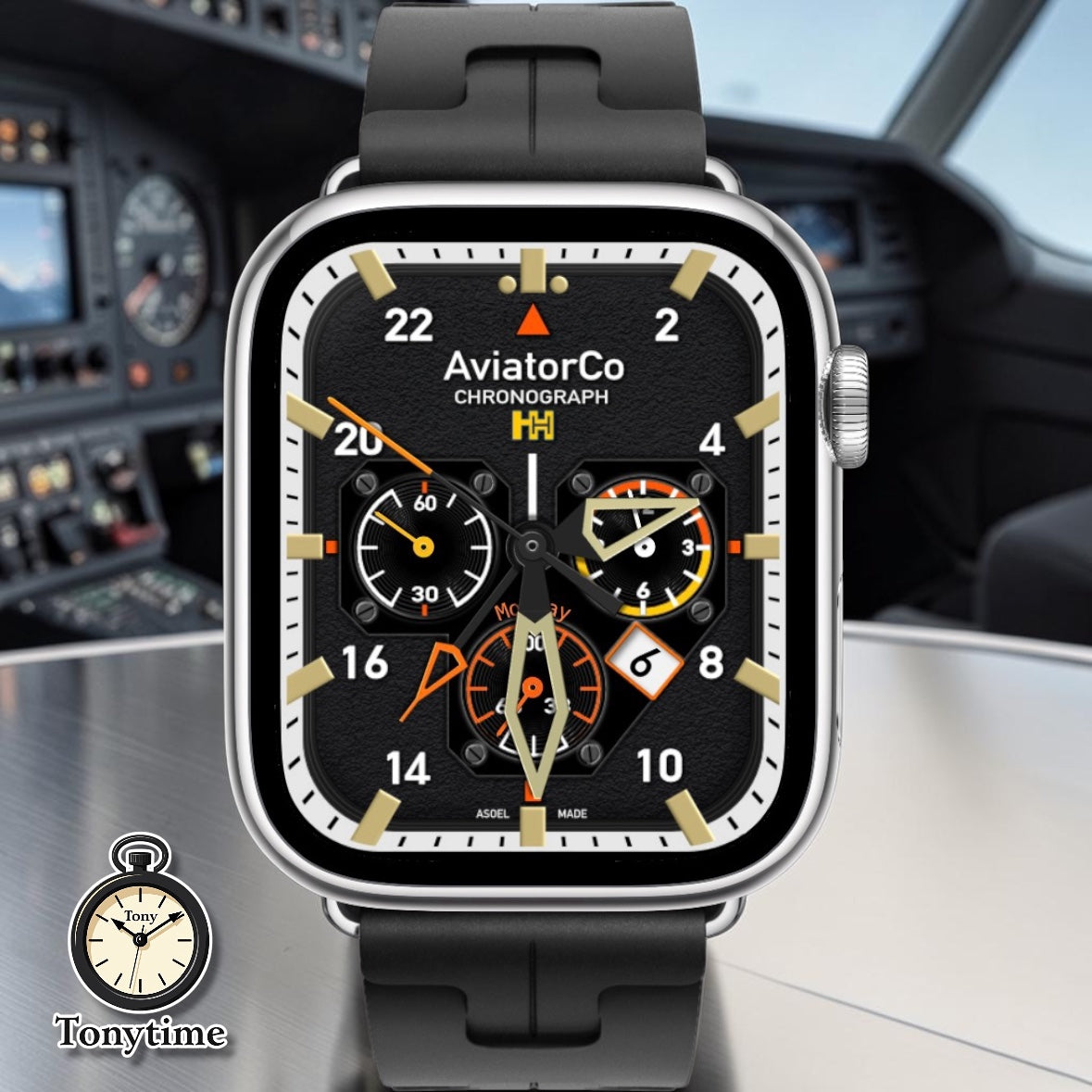 AviatorCo Ironhawk Chronograph – Aviation Clockology Watch Face for Apple Watch (Ultra + Series)