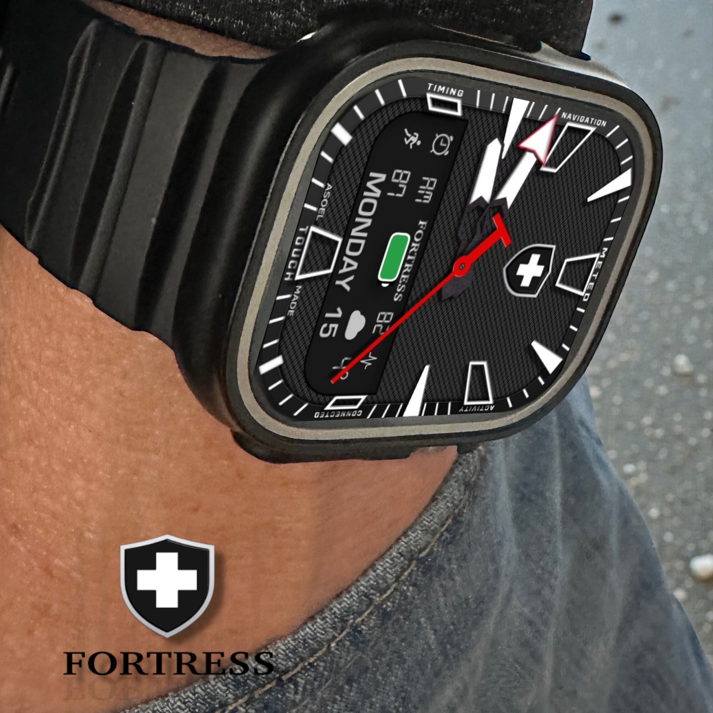 Fortress Military Apple Watch Face: Sentinel Hybrid Clockology Design