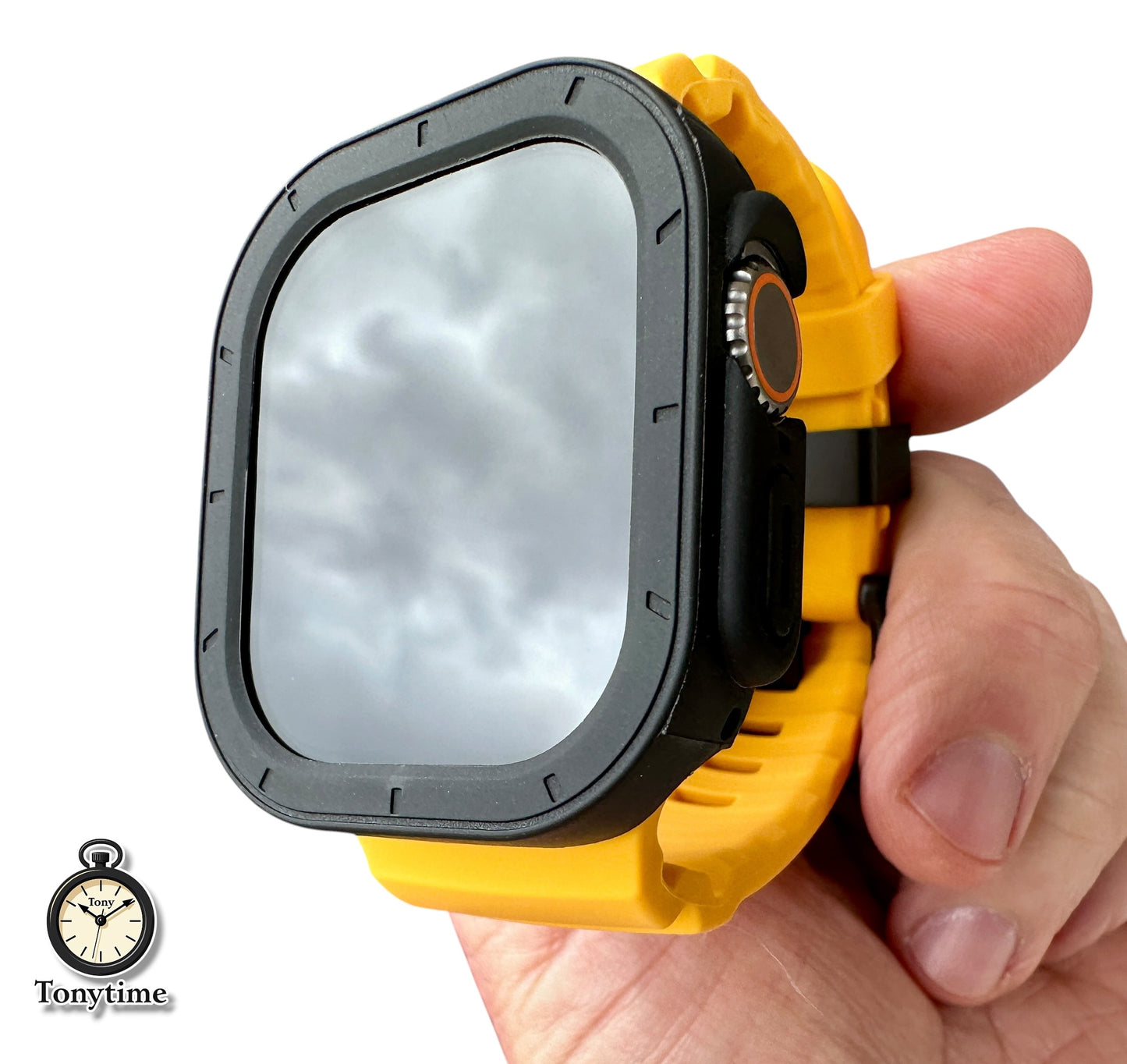 Hazard Tactical Modification Kit Apple Watch Ultra 49mm Yellow Rugged Band Black TPU Case