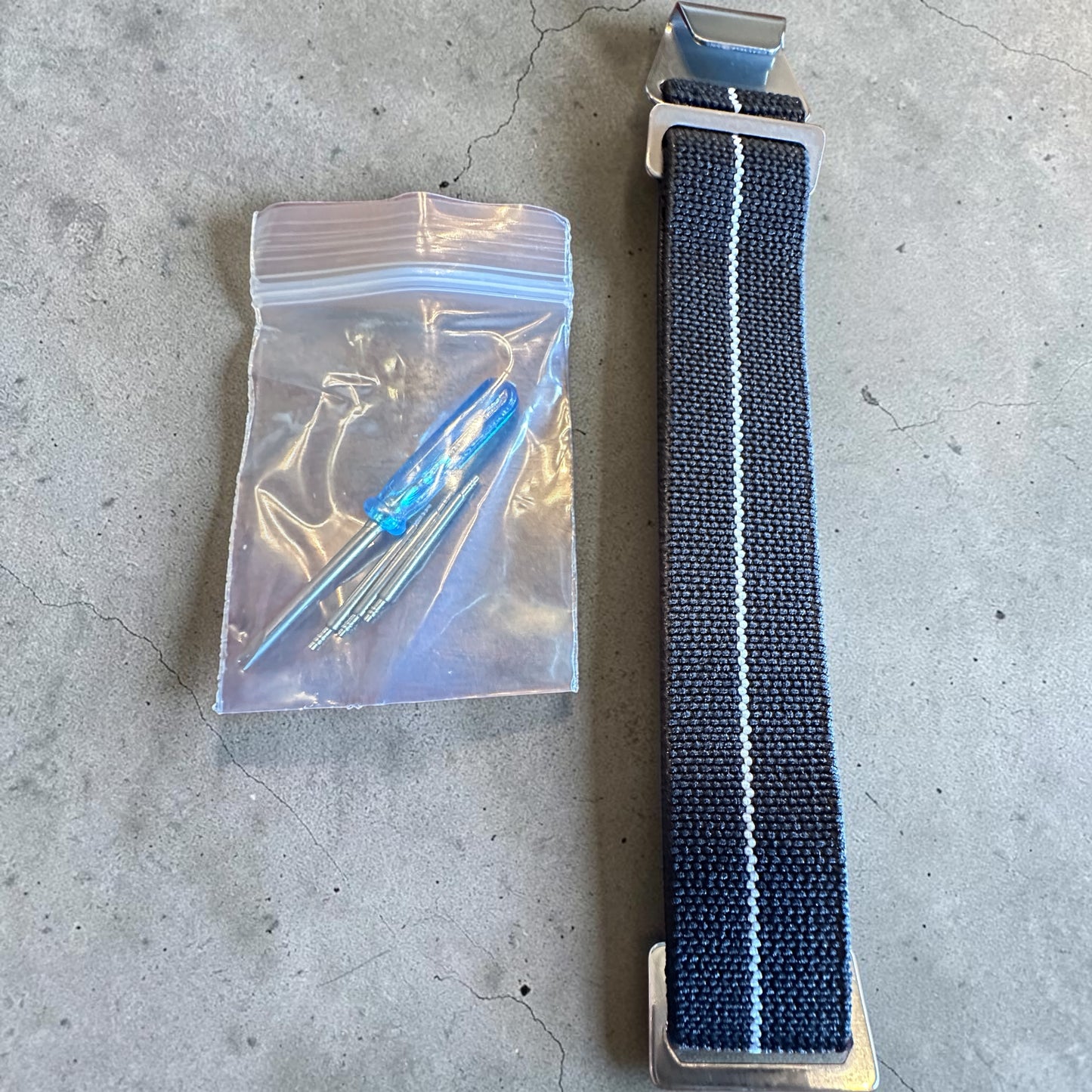 Marine Flex Elastic Watch Strap | Black w/ White Stripe | Premium 20mm NATO Style