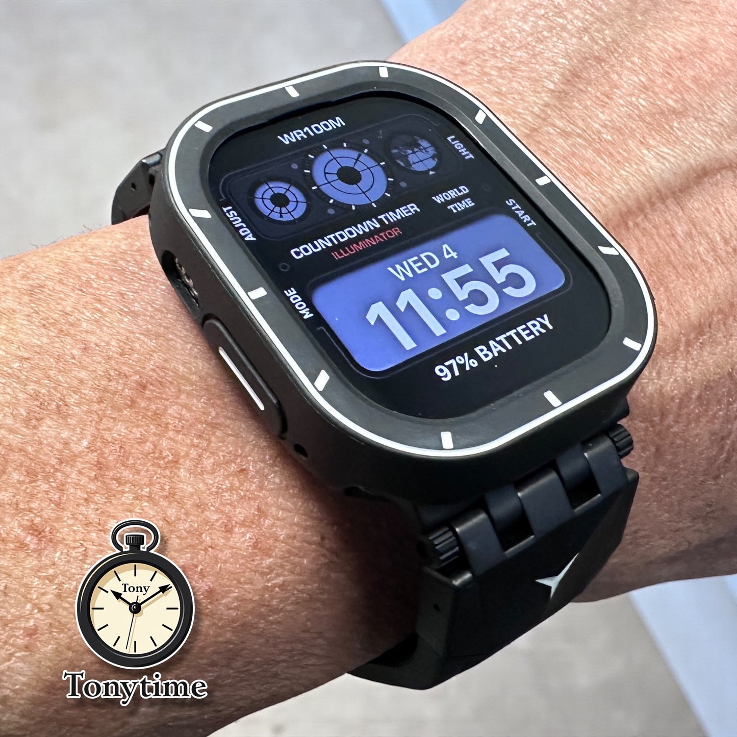 Apple Watch Ultra Modification Kit (49mm) – Stealth Series Ultra Rugged Band + Black TPU Case