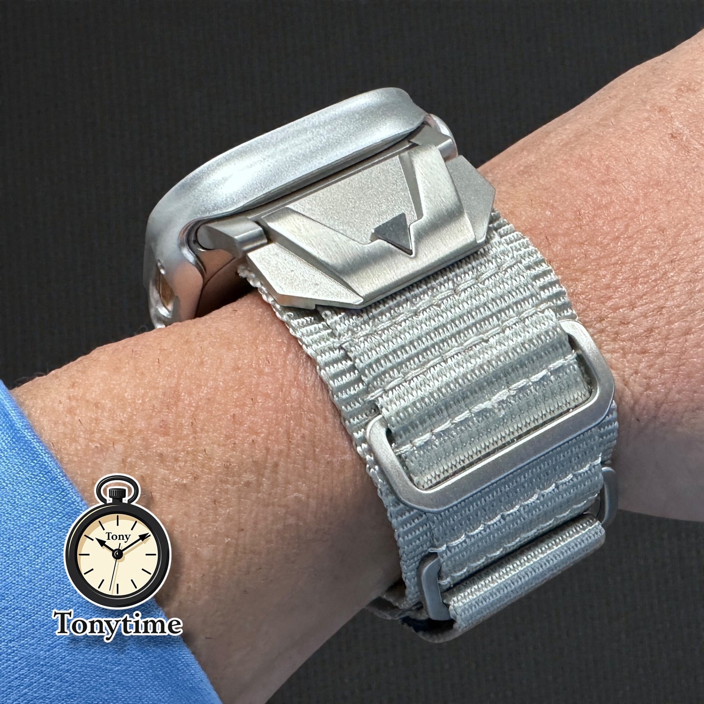 Apple Watch Ultra Modification Kit Summit Series – Nylon Strap + Silver Hardware band