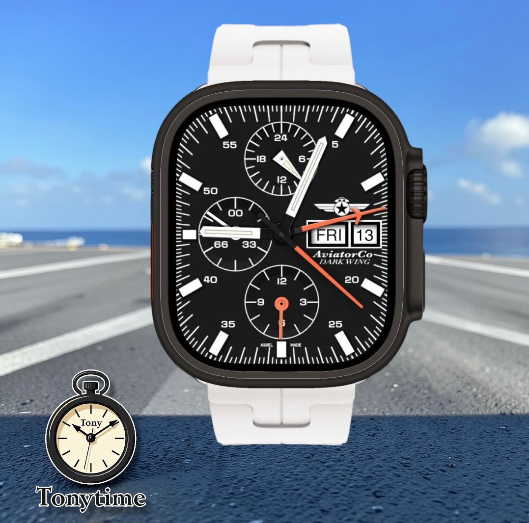 AviatorCo Dark Wing Chronograph – Apple Watch Ultra & Series | Aviation Clockology Watch Face