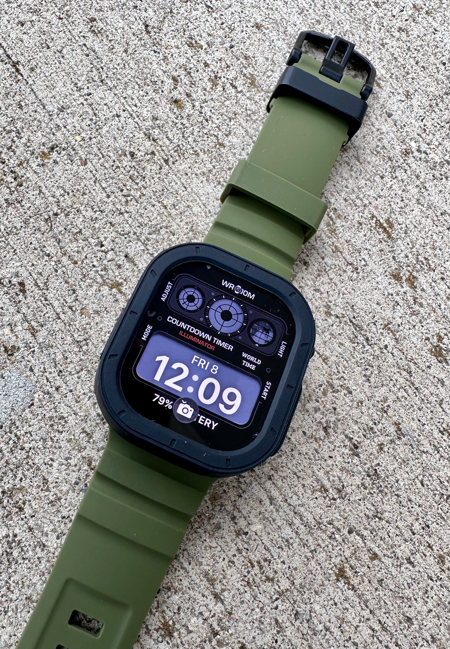 Ranger Tactical Modification Kit Apple Watch Ultra 49mm Green Rugged Band Black TPU Case
