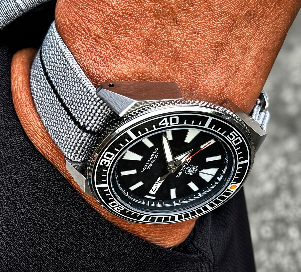 Marine Flex Elastic Watch Strap | Gray with Black Stripe | Premium 22mm NATO Style