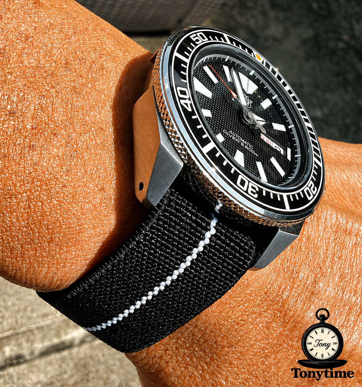 Marine Flex Elastic Watch Strap | Black with White Stripe | Premium 22mm NATO Style