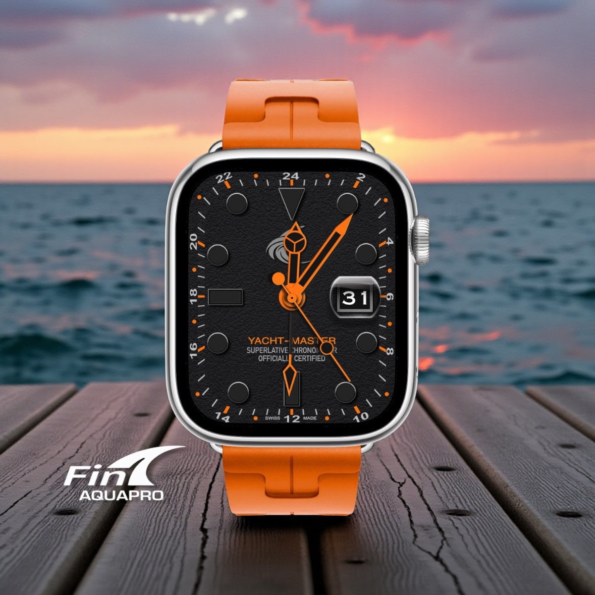 Fin Aquapro Yacht-Style Mod GMT Watch Face for Apple Watch Ultra & Series Clockology