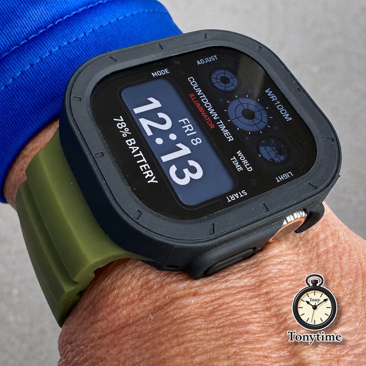 Ranger Tactical Modification Kit Apple Watch Ultra 49mm Green Rugged Band Black TPU Case