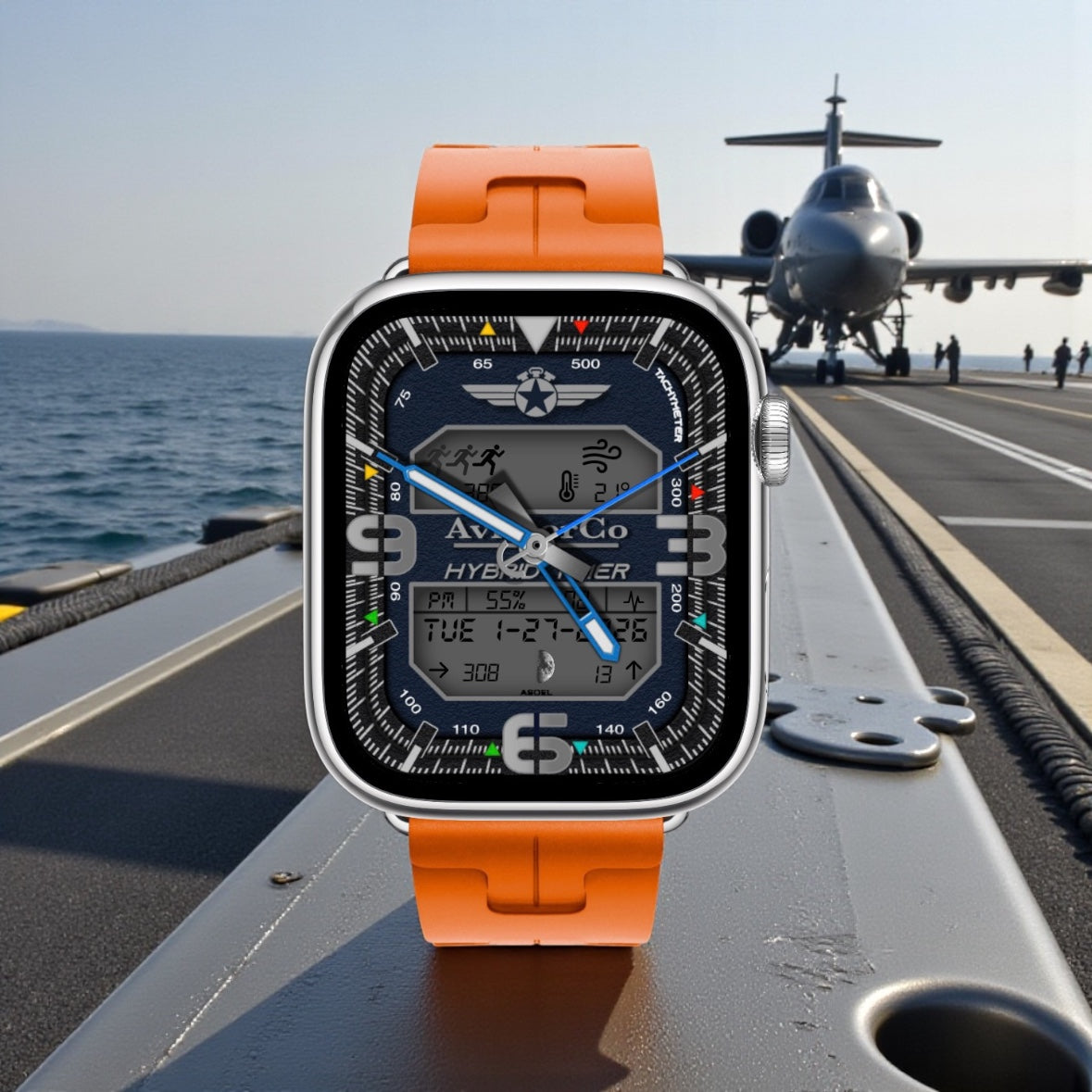 AviatorCo™ Hybrid Timer Watch Face – Aviation Digital Analog Cockpit Style Clockology