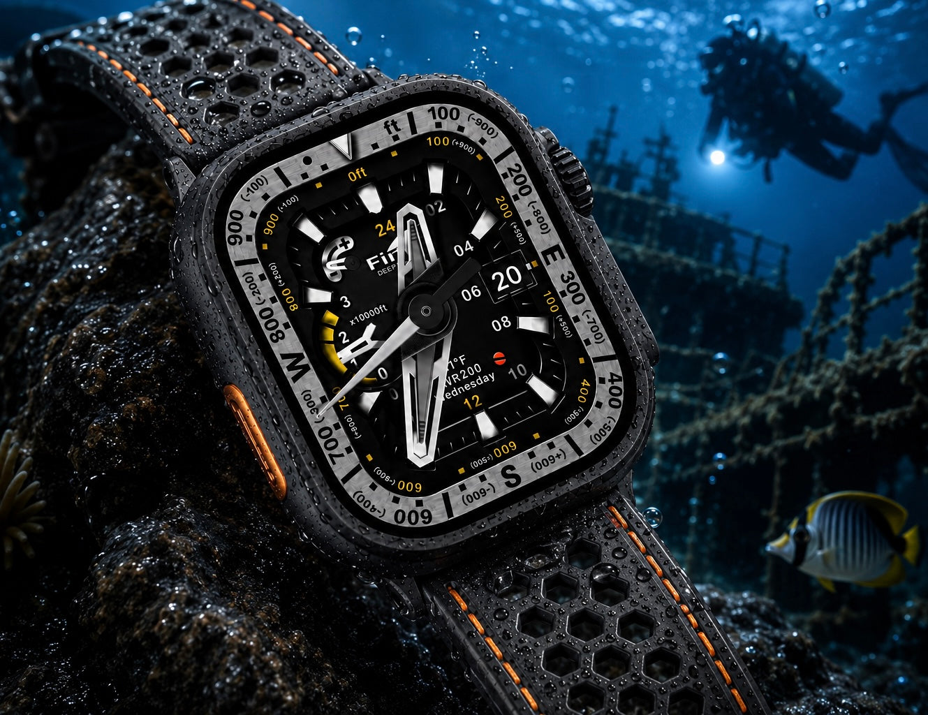 Fin Deep Recon – Tactical Dive Instrument Watch Face for Apple Watch and Clockology app