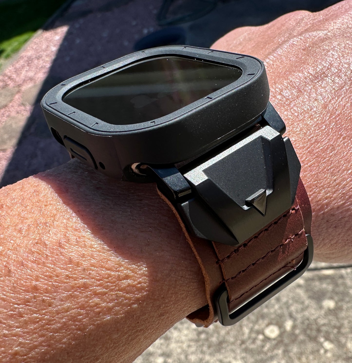 Apple Watch Ultra Canyon Forge Mod Kit Leather Band Black TPU Case 49mm Tonytime70