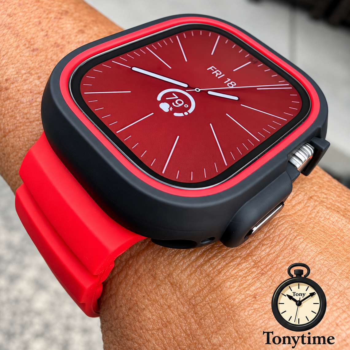 Crimson Core Mod Kit for Apple Watch Ultra 49mm Red Band Black Case Red Bezel