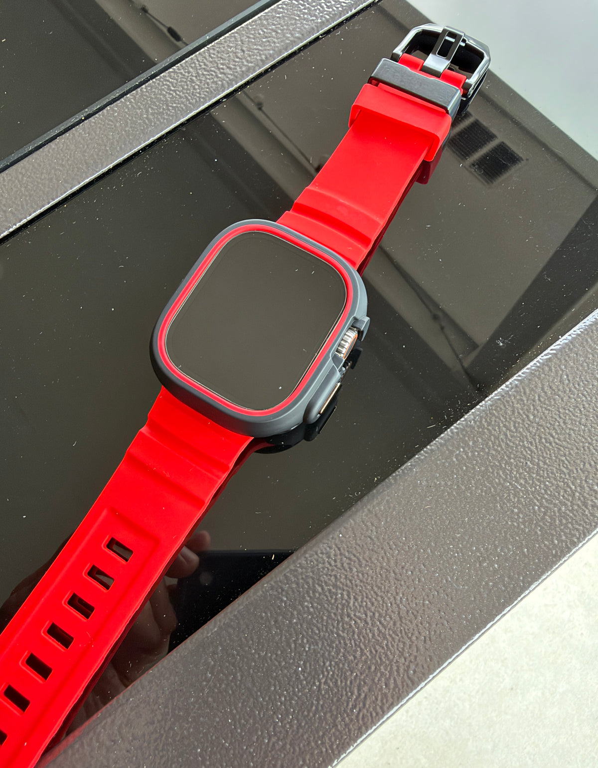 Crimson Core Mod Kit for Apple Watch Ultra 49mm Red Band Black Case Red Bezel