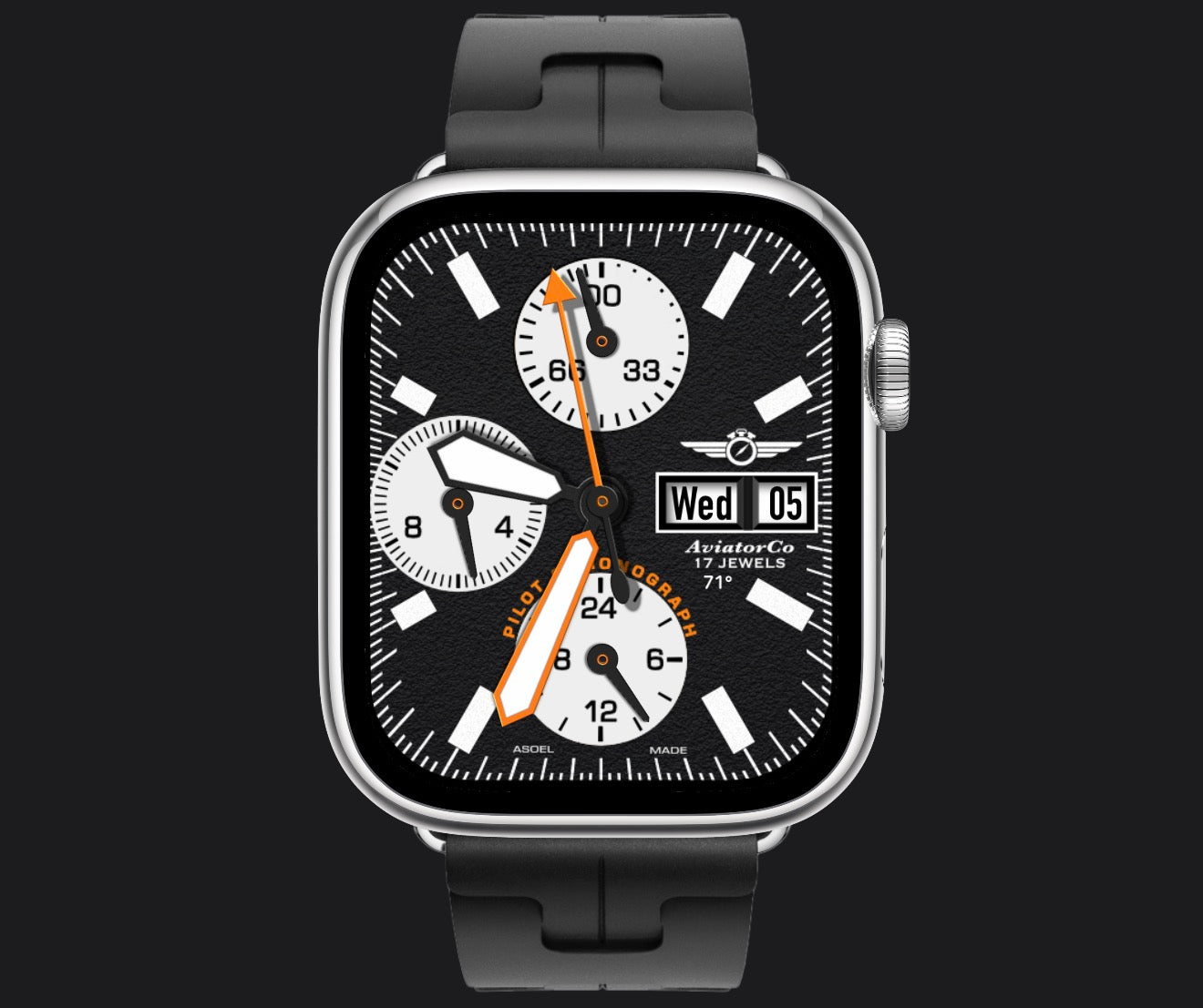 AviatorCo Pilot Chronograph Apple Watch Face for Clockology | Aviation Watch Face