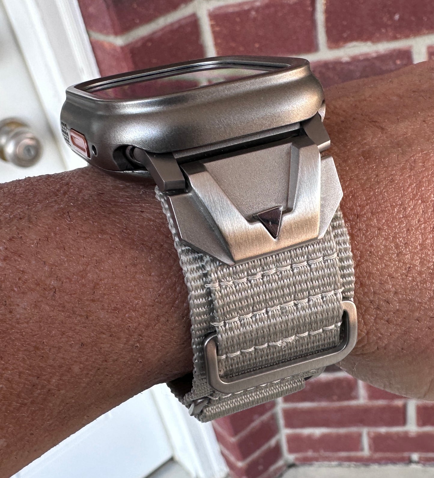 Summit Ridge Modification Kit For Apple Watch Ultra 49mm-Titanium Style Case +Rugged Orange Band