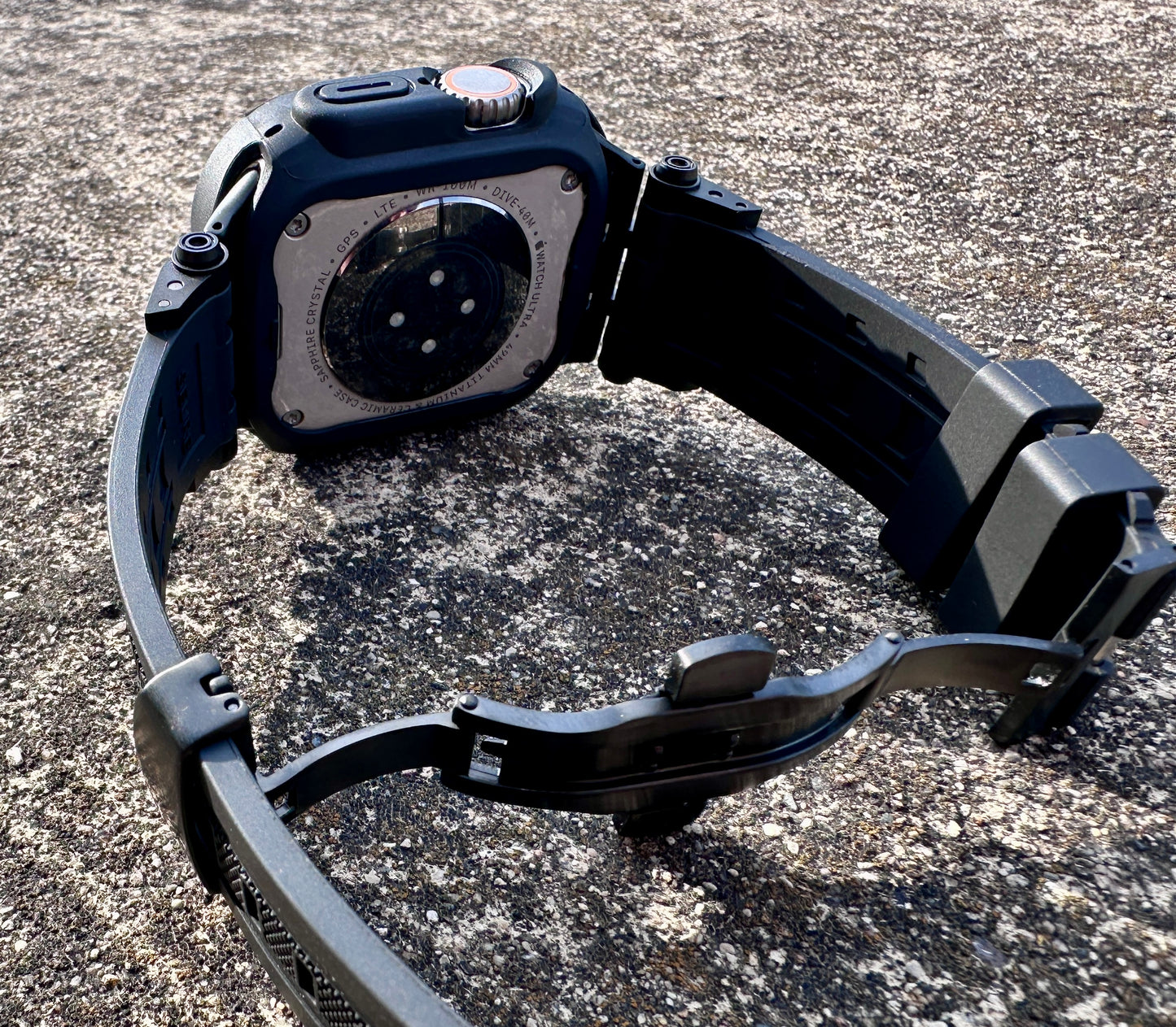 Phantom Vector Modification Kit Pro-Apple Watch Ultra 49mm TPU Case +  Black Band + Butterfly Clasp