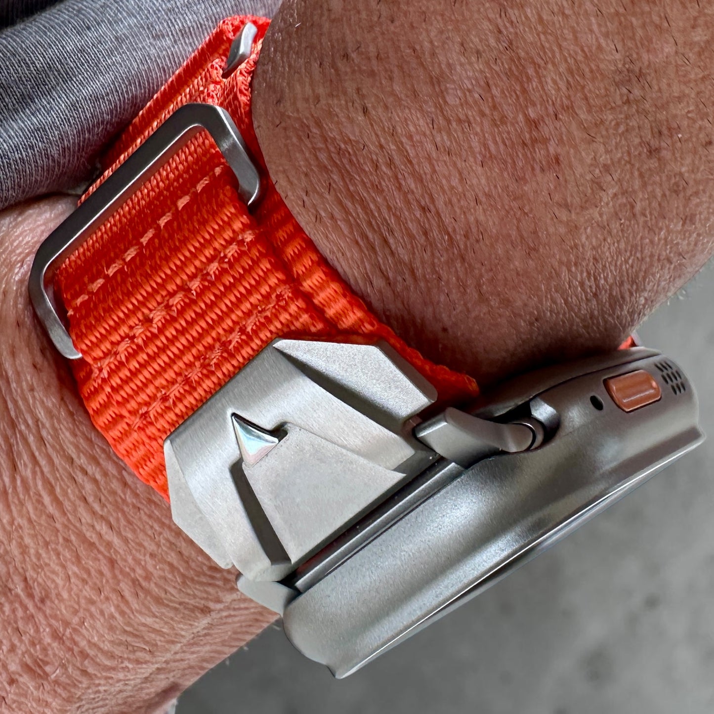 Summit Ridge Modification Kit For Apple Watch Ultra 49mm-Titanium Style Case +Rugged Orange Band