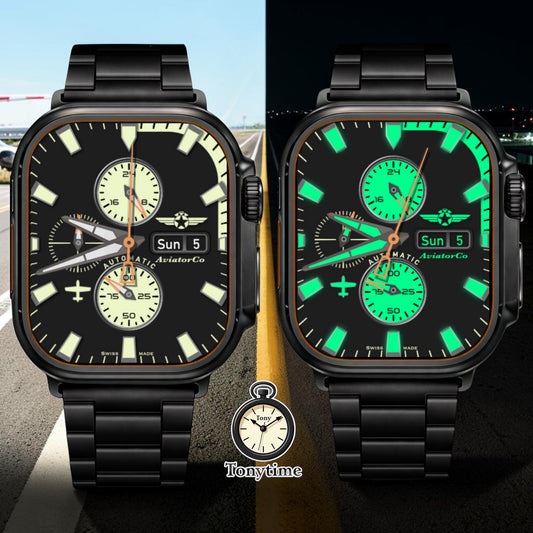AviatorCo NightWing Automatic – Interactive Lume Edition (Apple Watch Clockology Face)