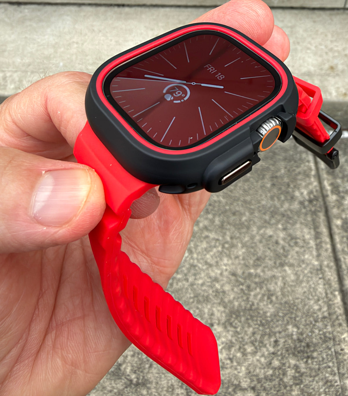 Crimson Core Mod Kit for Apple Watch Ultra 49mm Red Band Black Case Red Bezel