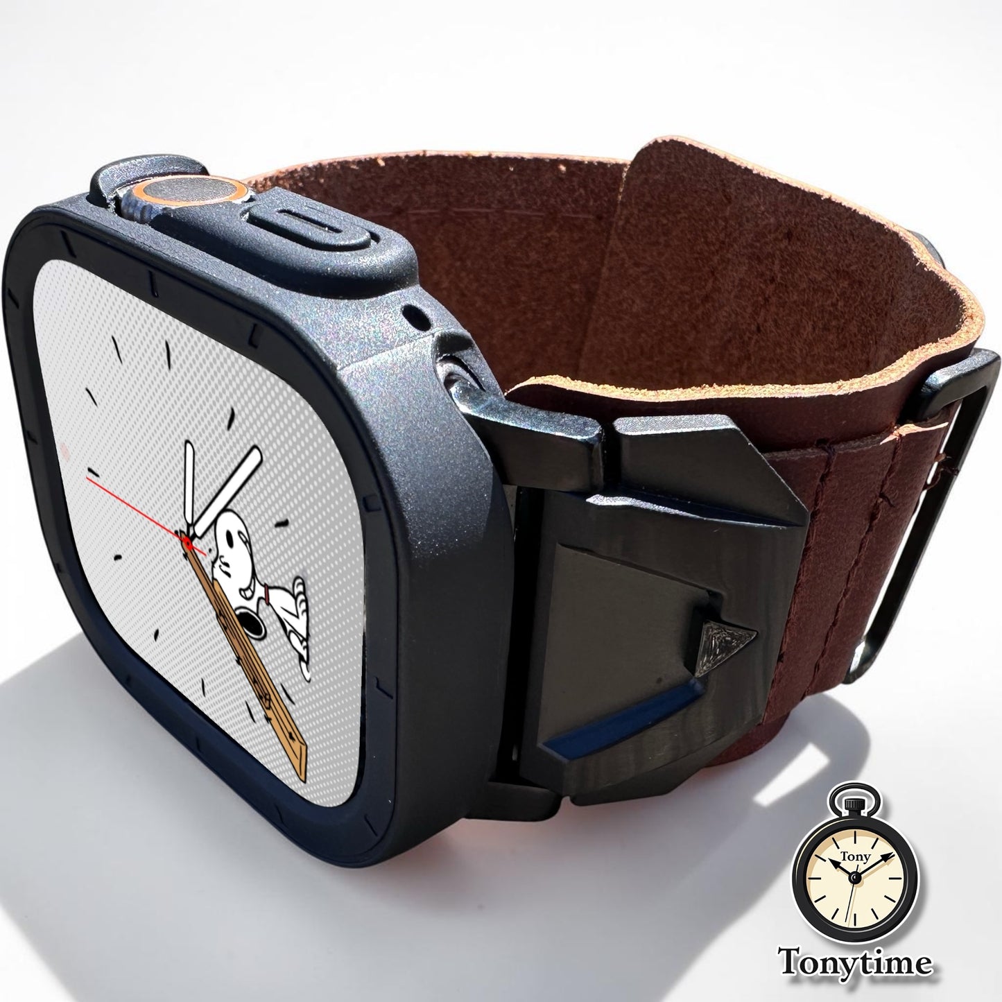 Apple Watch Ultra Canyon Forge Mod Kit Leather Band Black TPU Case 49mm Tonytime70