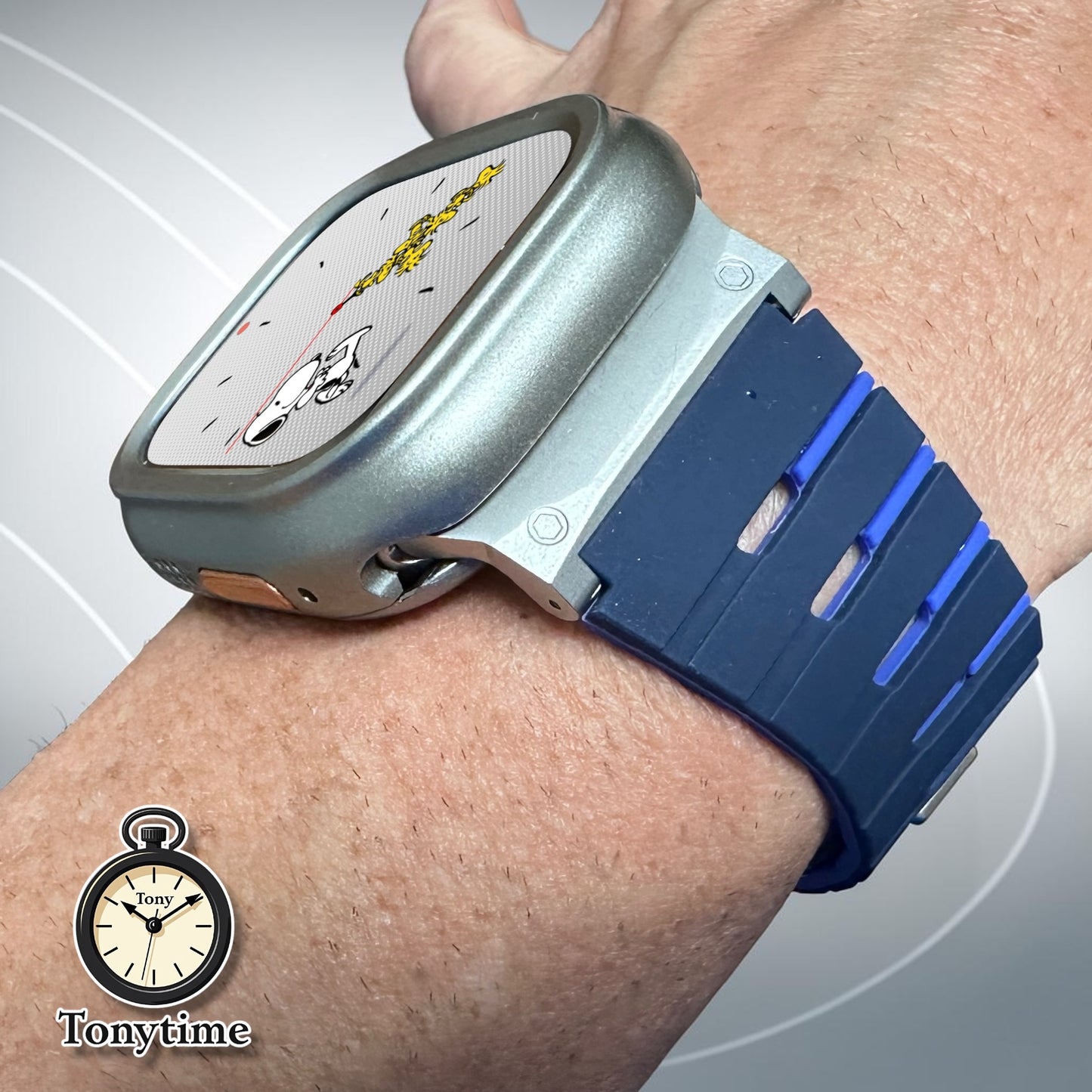 AeroFlex Piano Modification Kit Apple Watch Ultra 49mm Custom Blue Sport Band + Hard Case with Screen Protector