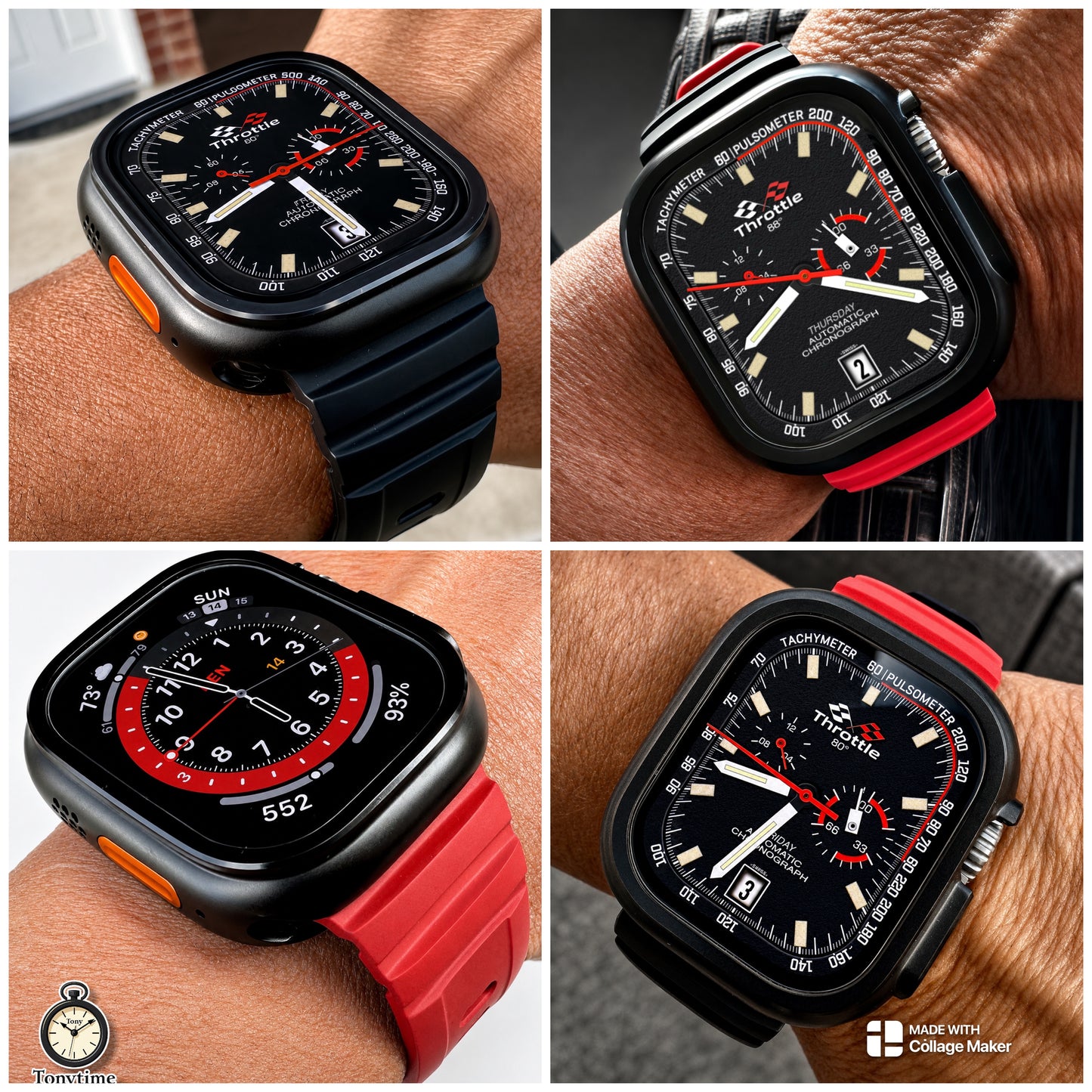 Throttle Performance Armor Mod Kit for Apple Watch Ultra | 2 Premium Bands + Glass Screen Protector