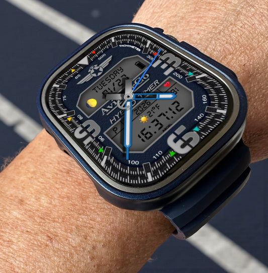 AviatorCo™ Hybrid Timer Watch Face – Aviation Digital Analog Cockpit Style Clockology