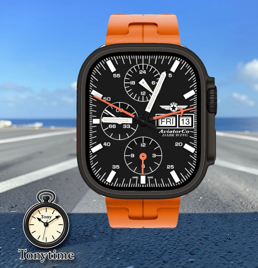 AviatorCo Dark Wing Chronograph – Apple Watch Ultra & Series | Aviation Clockology Watch Face