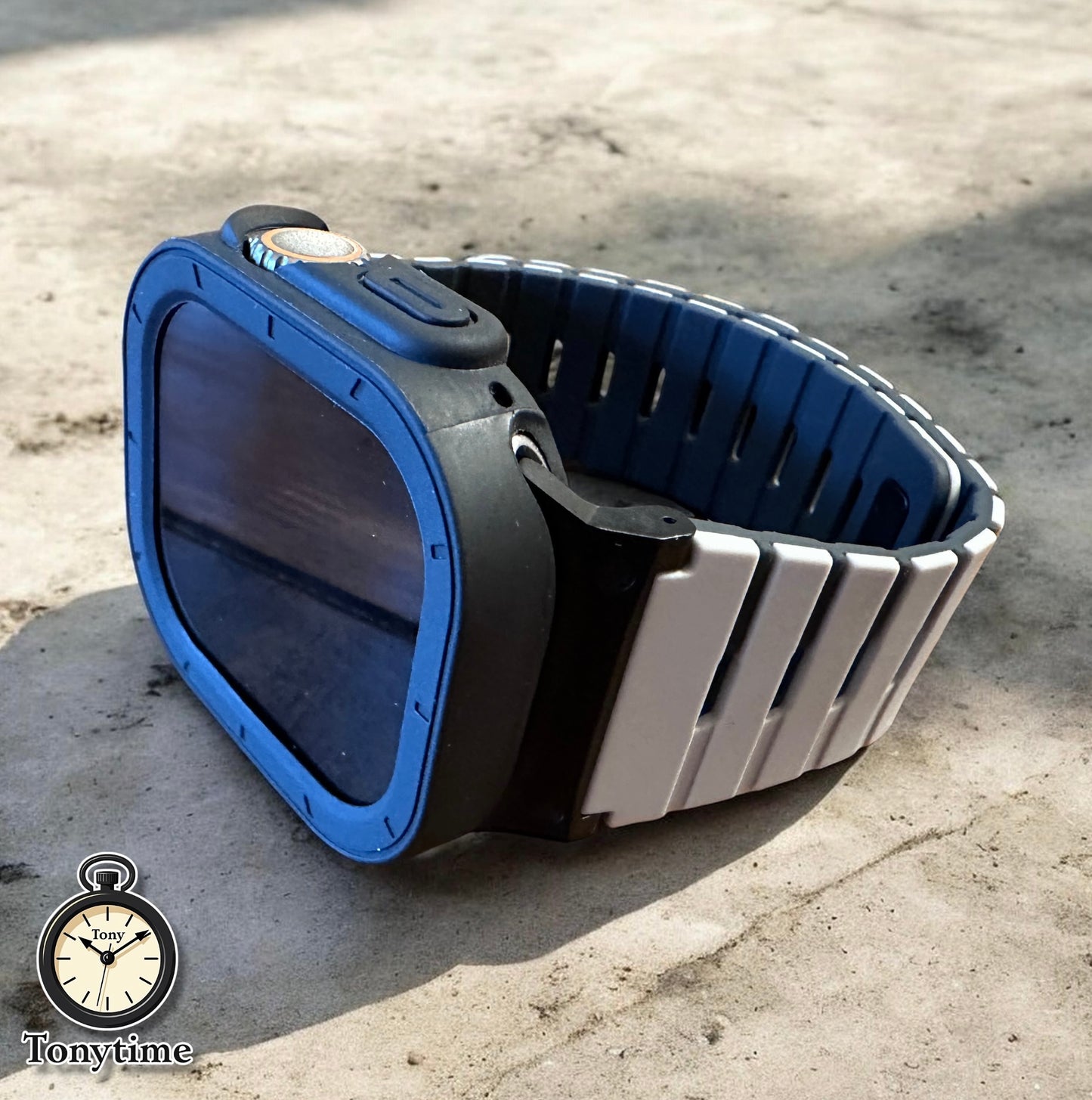 Apple Watch Ultra 49mm Stealth Modification Kit – Black TPU Case + Piano Band Rugged Strap