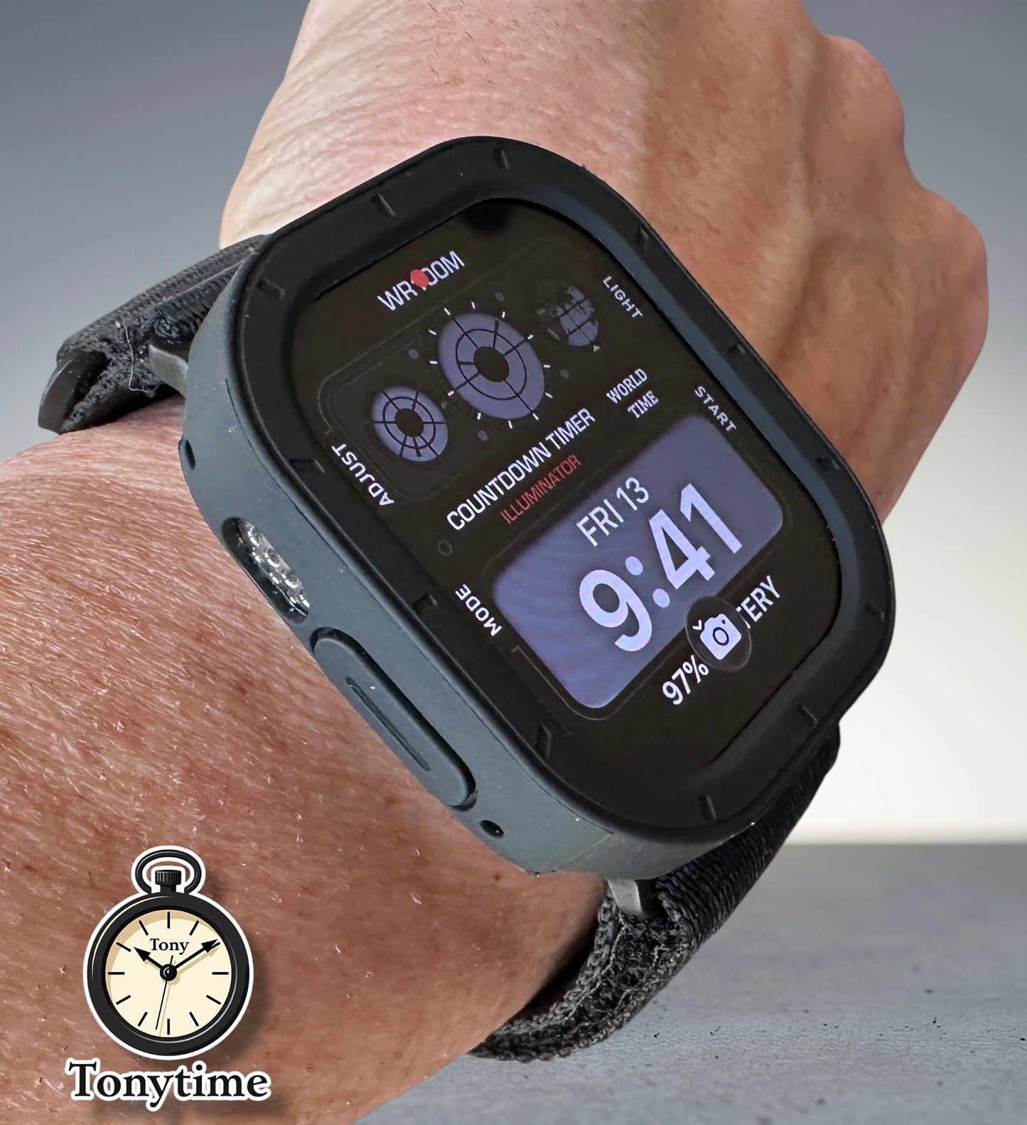 Apple Watch Ultra Stealth Modification Kit – All Black TPU Case + Fidlock Band | TonyTime70