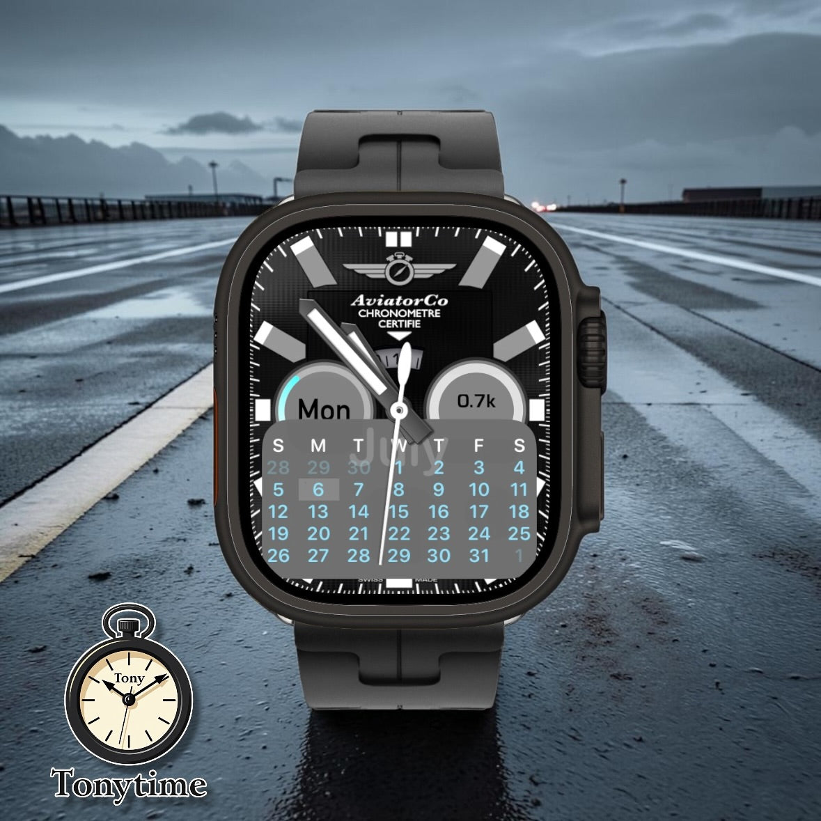 AviatorCo Black Raven Apple Watch Face: Enhanced Smartwatch Watch Face for Clockology