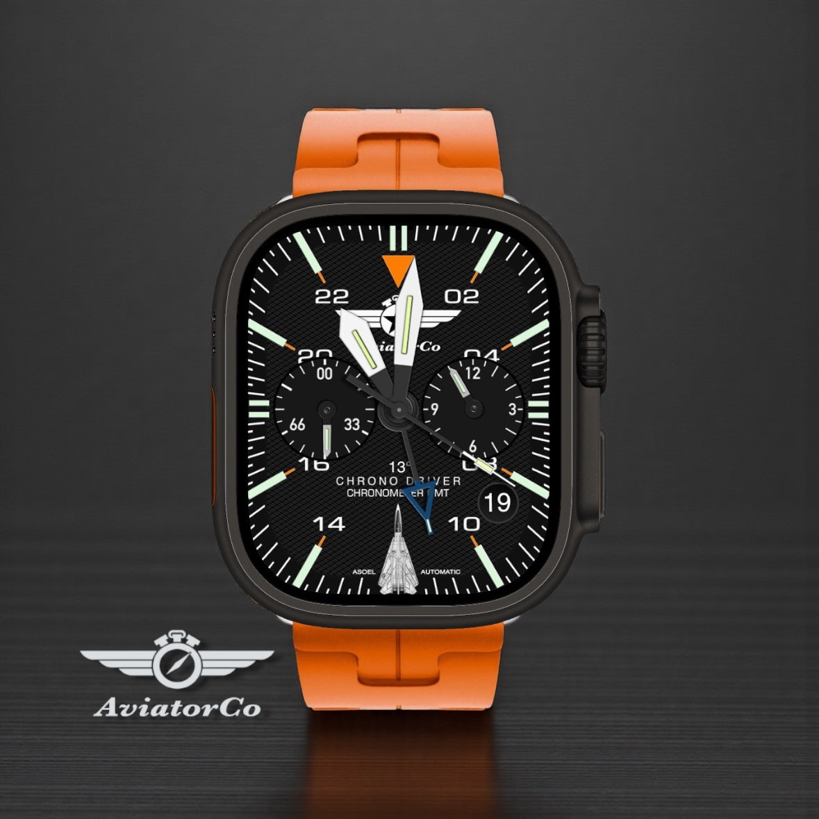 AviatorCo Chrono Driver Pro – Custom Apple Watch Face for Clockology tint-able markers