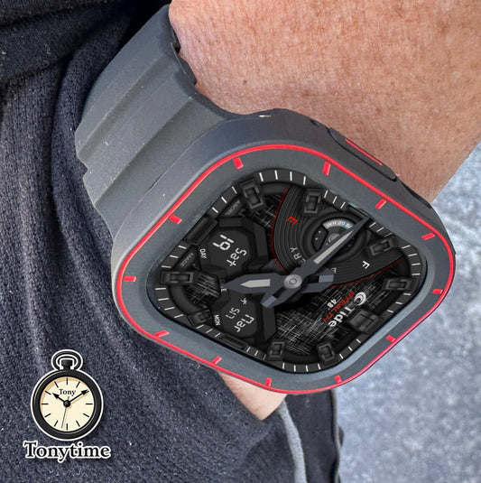 Apple Watch Ultra Modification Kit – Crimson Stealth – Rugged Silicone Band + Case – 49mm