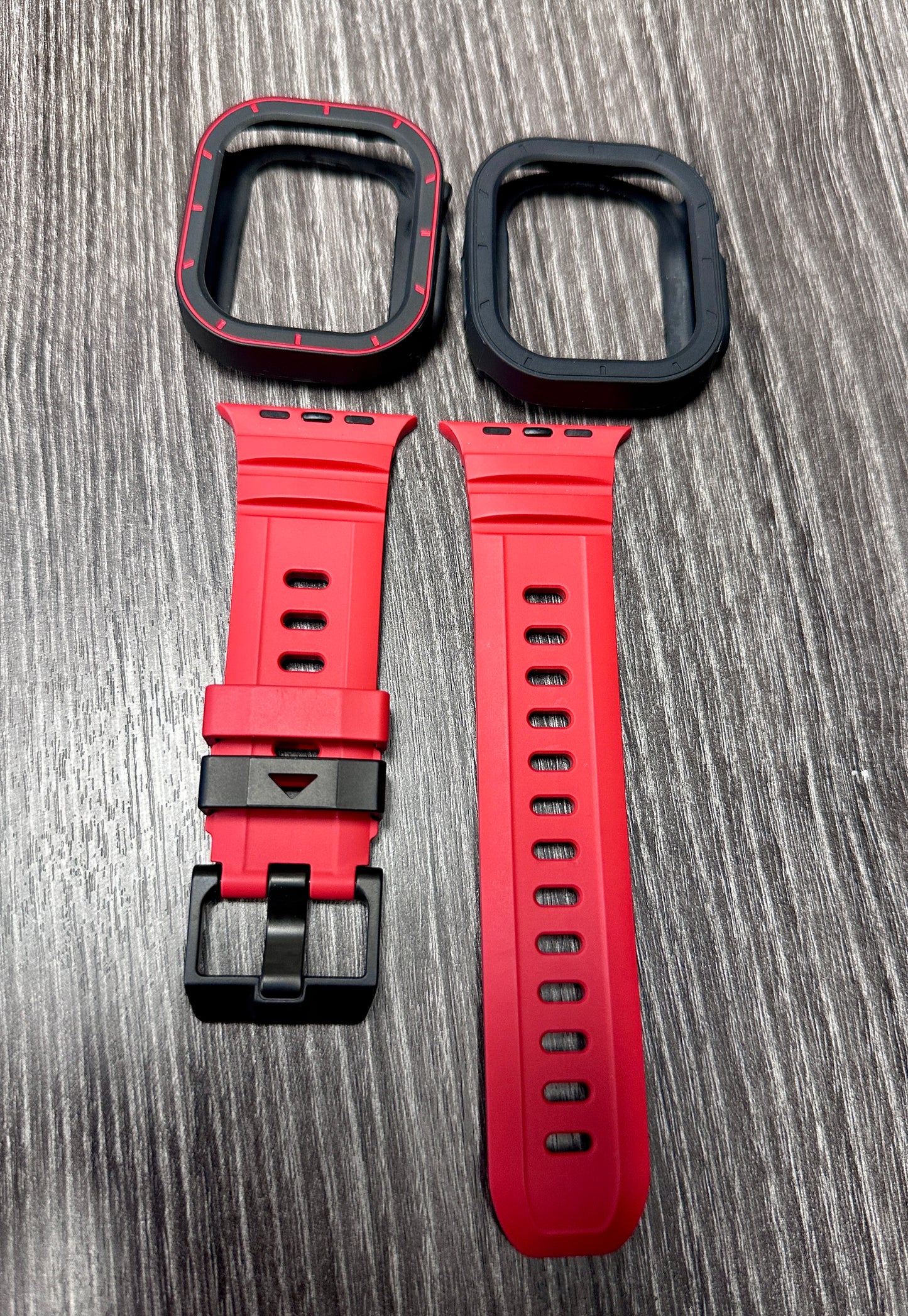Apple Watch Ultra 49mm Redline Recon Dual-Case Mod Kit | Premium Red Band + 2 TPU Cases