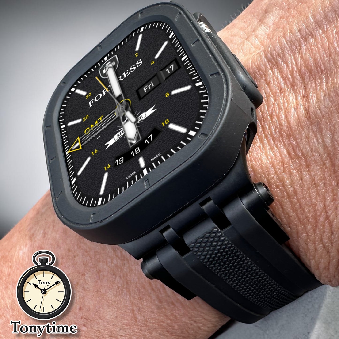 Phantom Vector Modification Kit Pro-Apple Watch Ultra 49mm TPU Case +  Black Band + Butterfly Clasp
