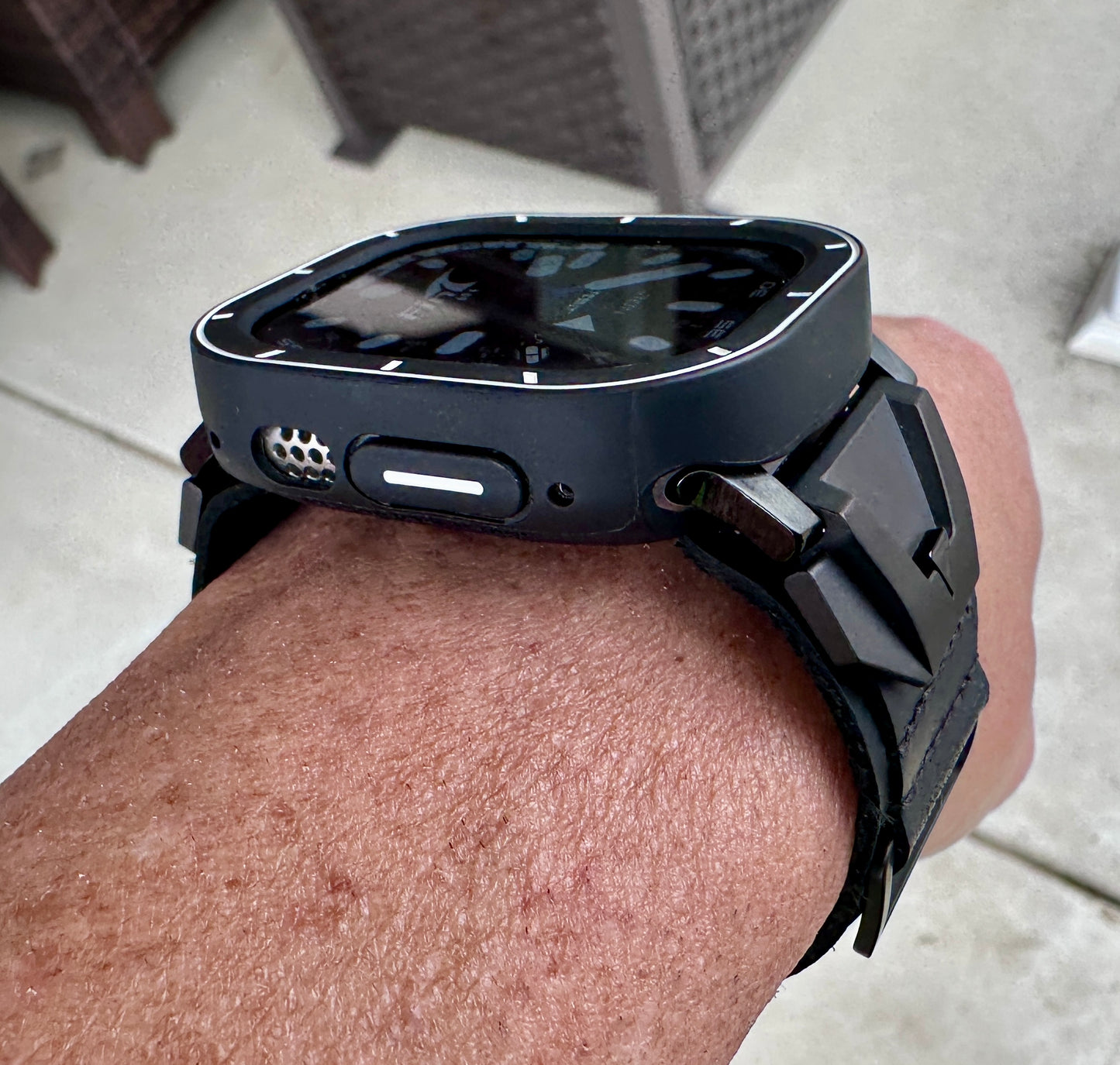 Apple Watch Ultra Phantom Forge Modification Kit - Black Leather Band + TPU CASE (49mm)