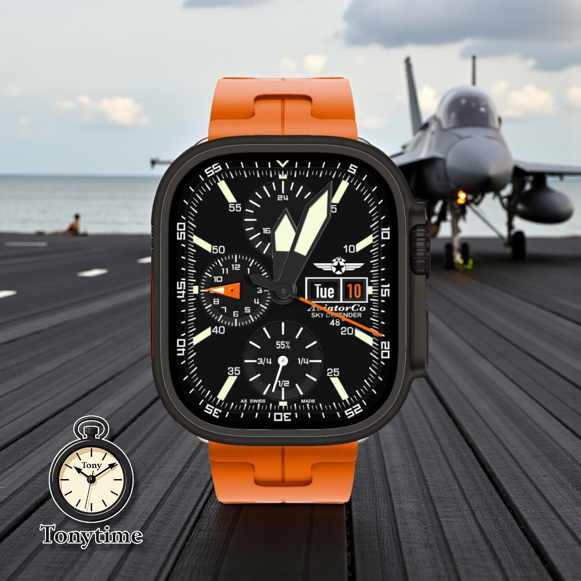 AviatorCo Sky Defender – Aviation Chronograph Watch Face for Apple Watch and Clockology