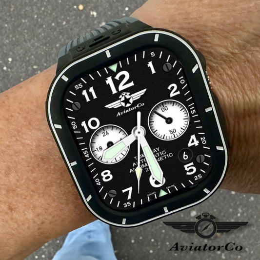 AviatorCo Instrument One – Aviation Pilot Chronograph Watch Face for Apple Watch Ultra & Series (Clockology)