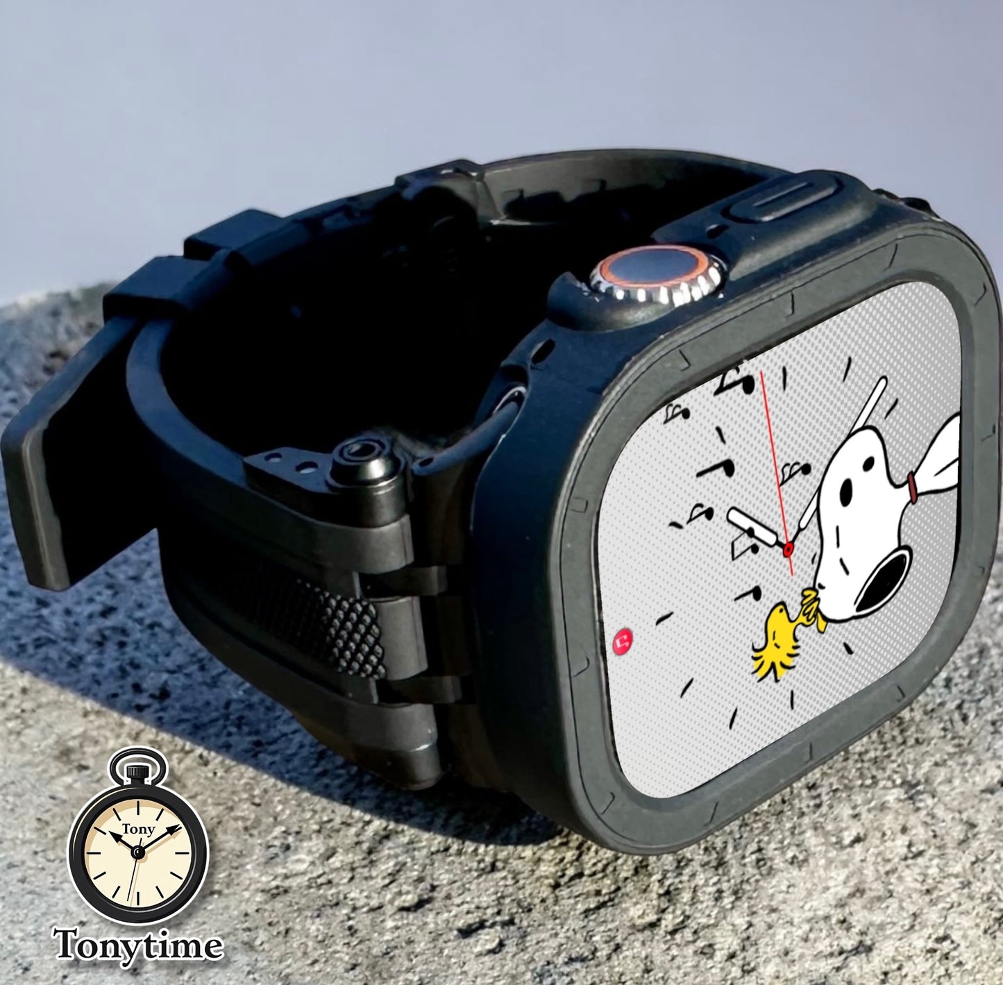 Phantom Vector Modification Kit Pro-Apple Watch Ultra 49mm TPU Case +  Black Band + Butterfly Clasp