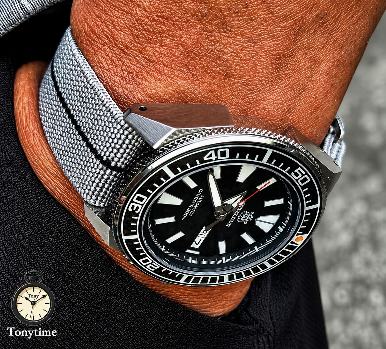 Marine Flex Elastic Watch Strap | Gray with Black Stripe | Premium 22mm NATO Style