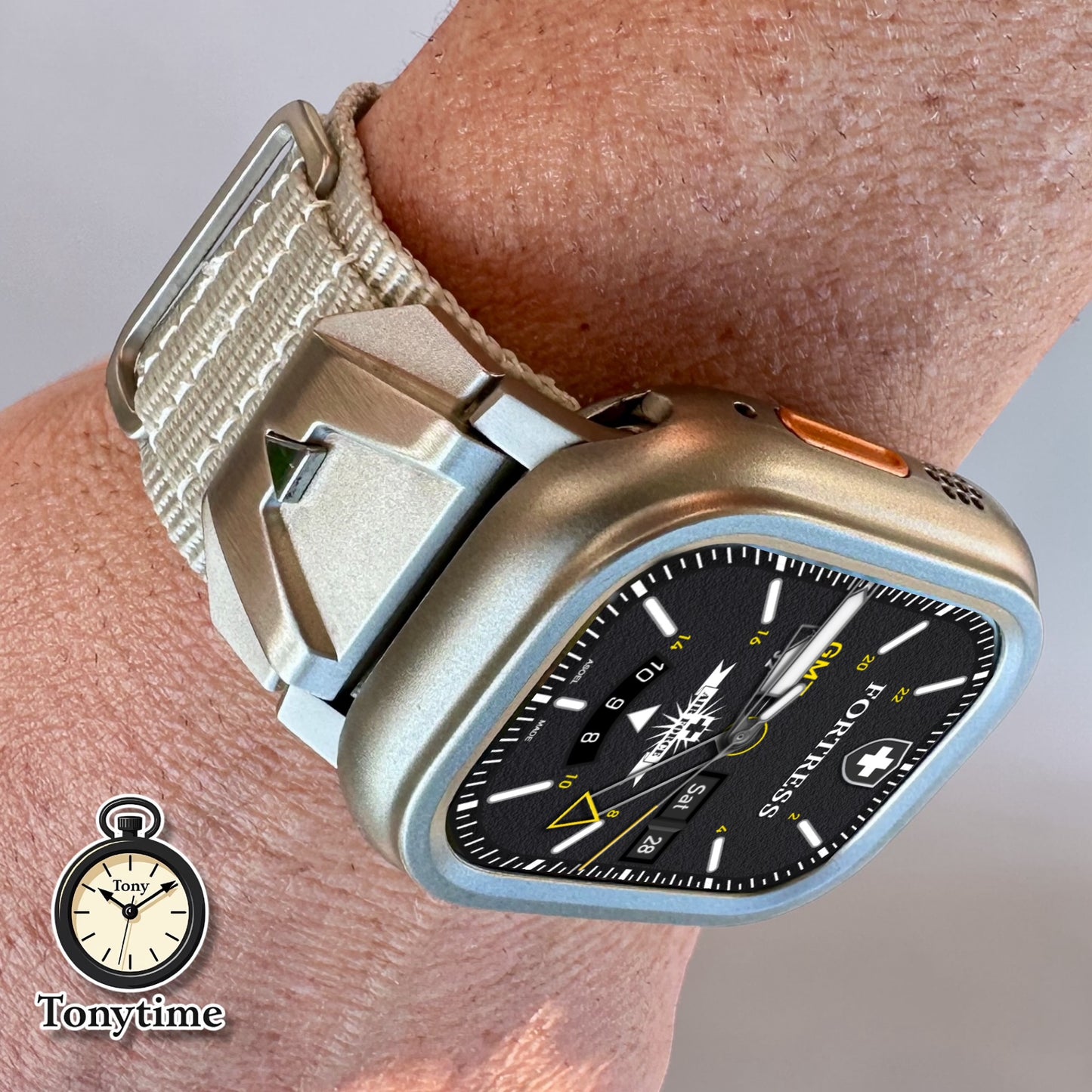 Summit Ridge Modification Kit For Apple Watch Ultra 49mm-Titanium Style Case +Rugged Band