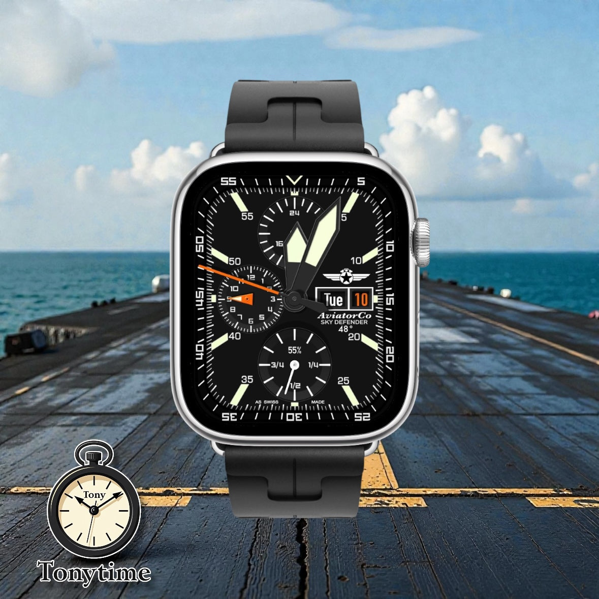 AviatorCo Sky Defender – Aviation Chronograph Watch Face for Apple Watch and Clockology