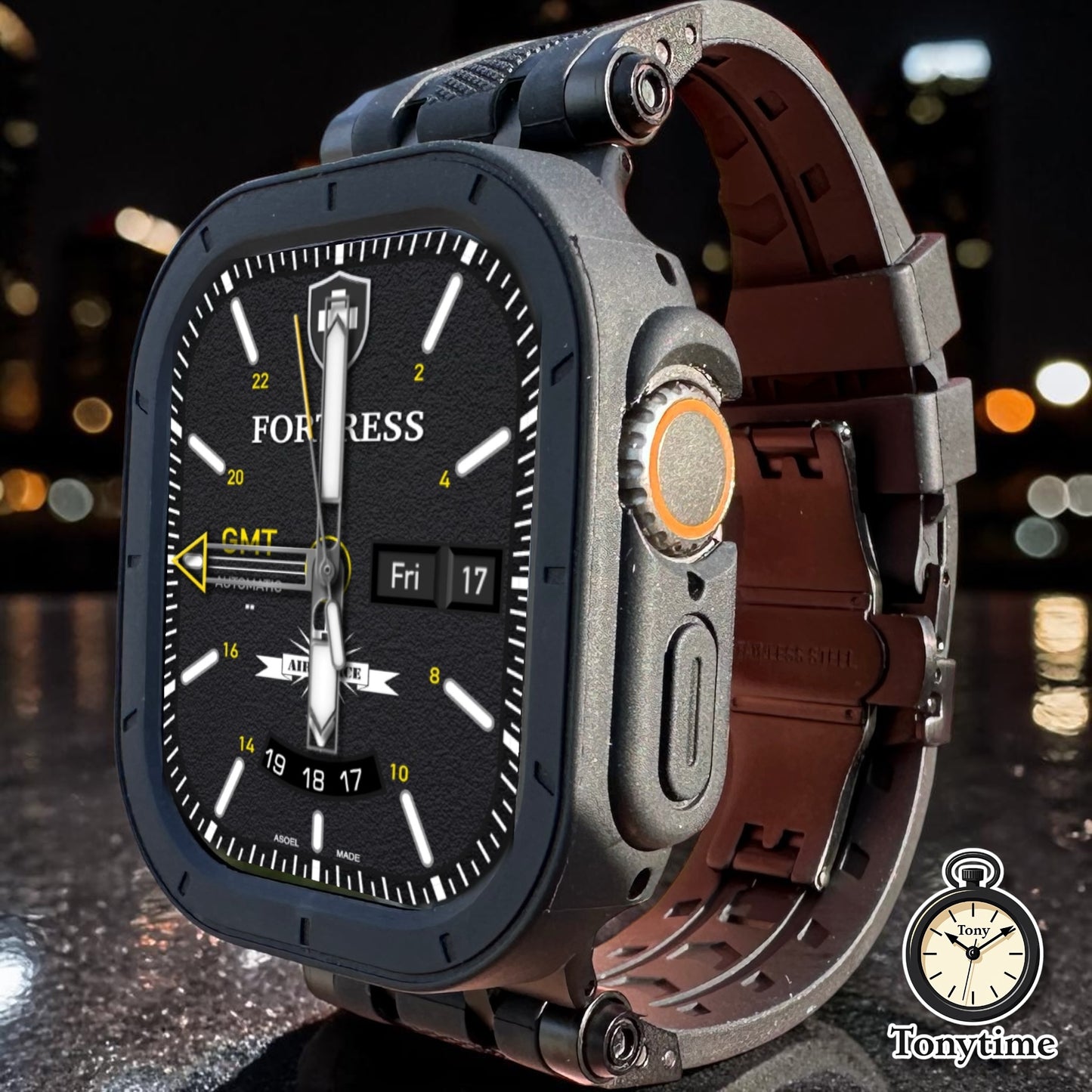 Phantom Vector Modification Kit Pro-Apple Watch Ultra 49mm TPU Case +  Black Band + Butterfly Clasp