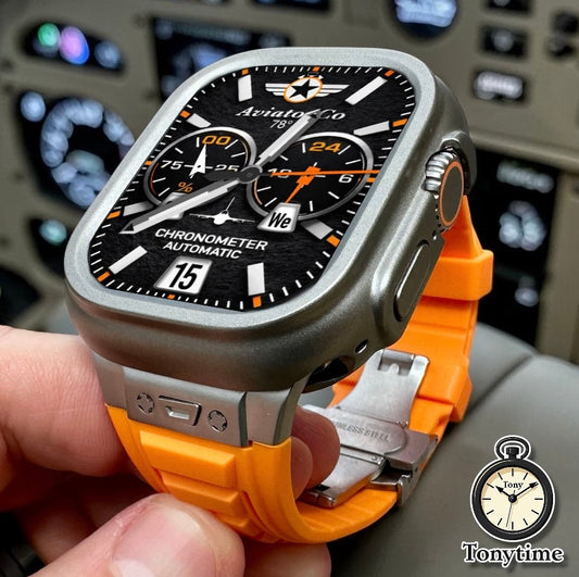 Titan Vector Modification Kit Pro Edition Apple Watch Ultra 49mm Case + Orange Band +B.Fly Clasp