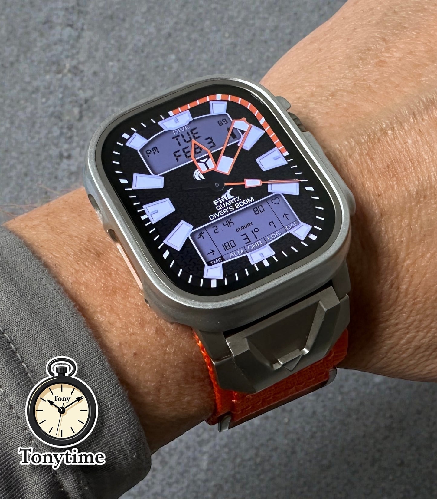 Apple Watch Ultra Modification Kit Summit Series – Nylon Strap + Silver Hardware band