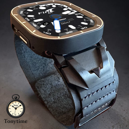 Apple Watch Ultra Phantom Forge Modification Kit - Black Leather Band + TPU CASE (49mm)