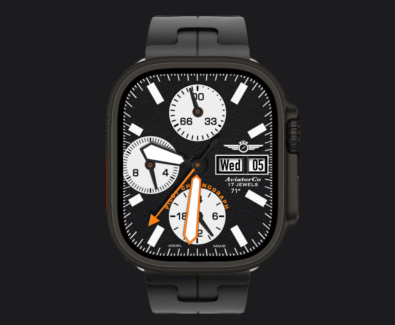AviatorCo Pilot Chronograph Apple Watch Face for Clockology | Aviation Watch Face